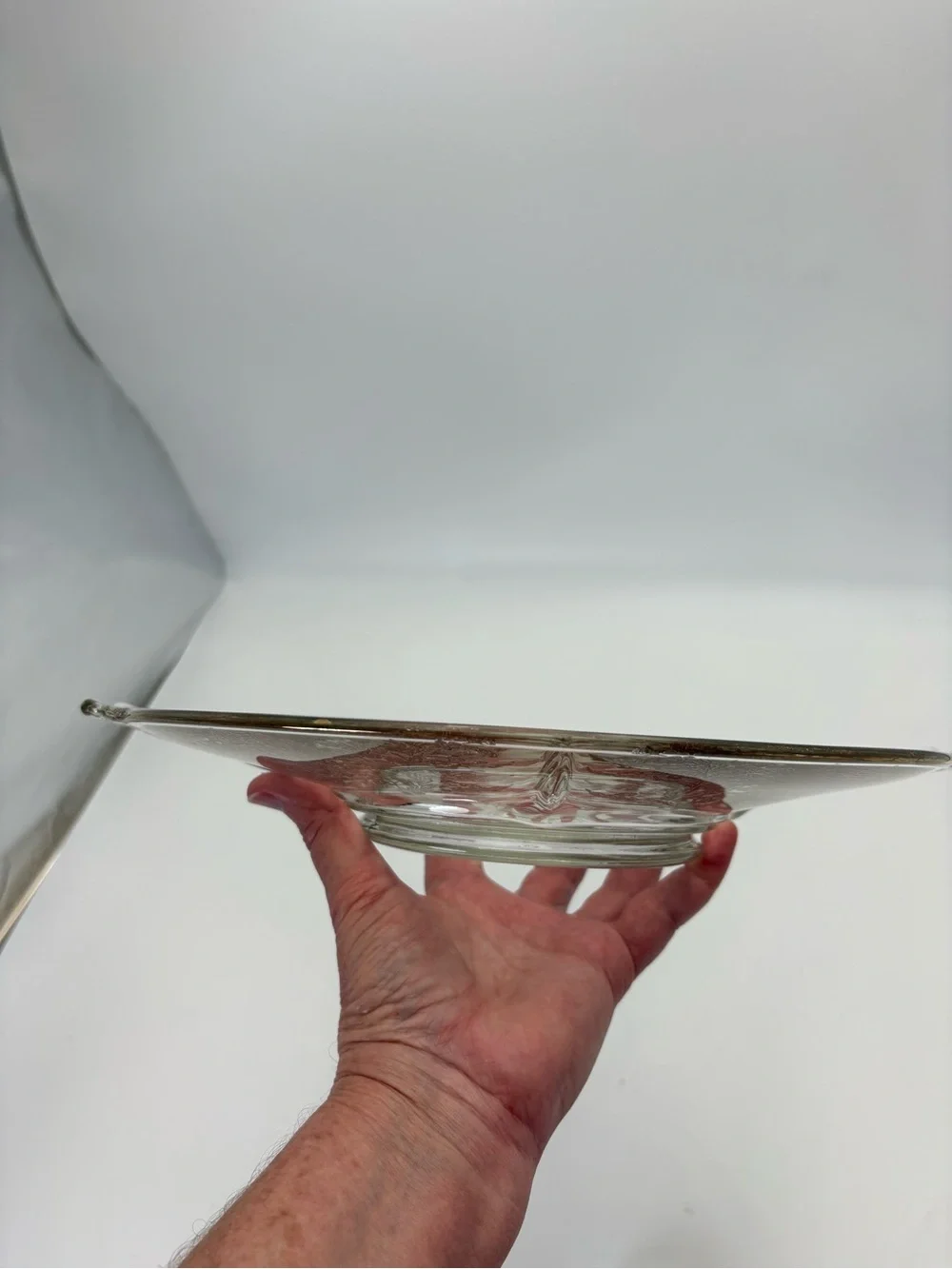 Vintage 1930s Paden Glass Serving Platter with Golden Gilt Decorations